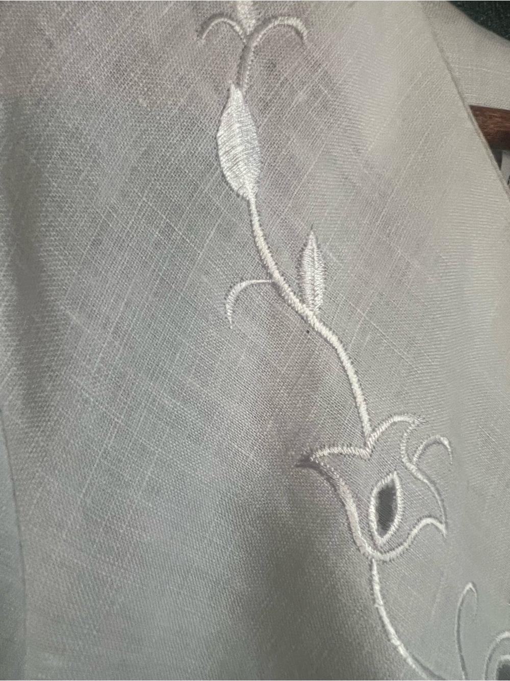 Irish Linen Embroidered Blouse XL White - Picture 9 of 9